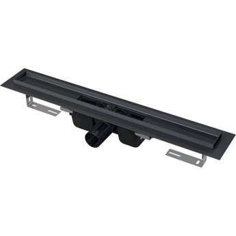 Водоотводящий желоб ALCAPLAST APZ1BLACK-950 с порогами для перфорированной решетки, черный матовый, горизонтальный сток