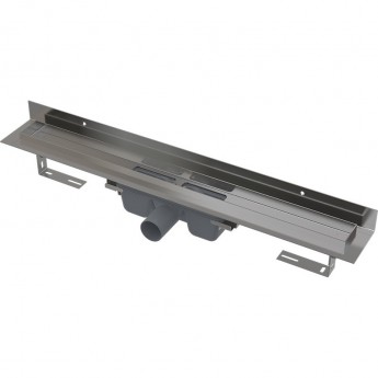 Водоотводящий желоб ALCAPLAST APZ16-550 WALL для перфорированной решетки, с фиксированным воротником, к стене, горизонтальный сток Водоотводящий желоб ALCAPLAST APZ16-550 WALL для перфорированной решетки, с фиксированным воротником, к стене, горизонтальный сток