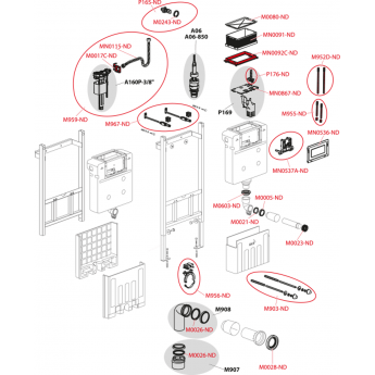 Запасная часть ALCAPLAST M0080-ND к скрытым системам инсталляций Запасная часть ALCAPLAST M0080-ND к скрытым системам инсталляций
